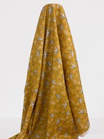 Swallows on Mustard Printed Cotton