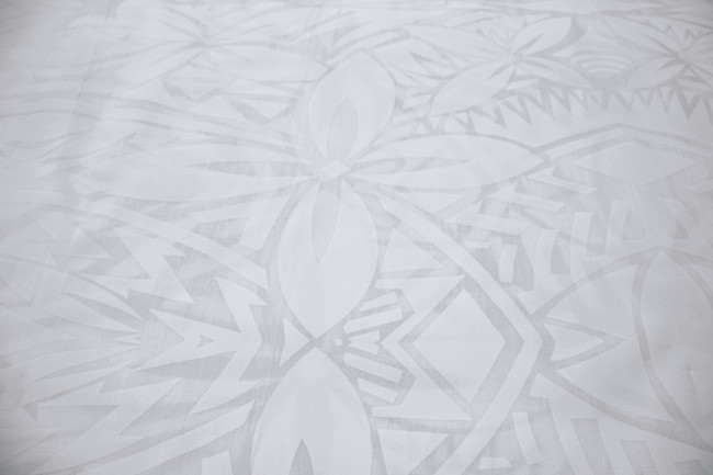 Flower - White on White Pasifika Polycotton