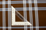 Blue Tartan Check on Brown Printed Cotton