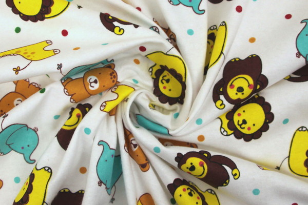 Baby Safari Animals on Printed Flannelette