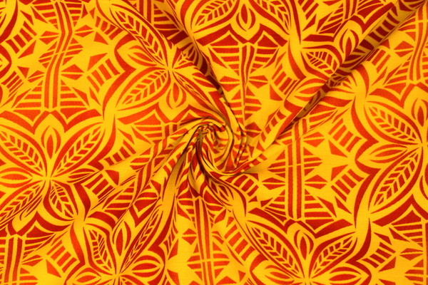Burnt Orange on Daffodil Yellow Pasifika Dobby Cotton