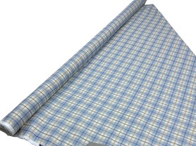 Pale Blue Tartan Check Polished Cotton