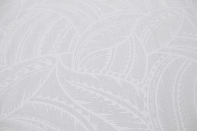 Leaves - White on White Pasifika Polycotton