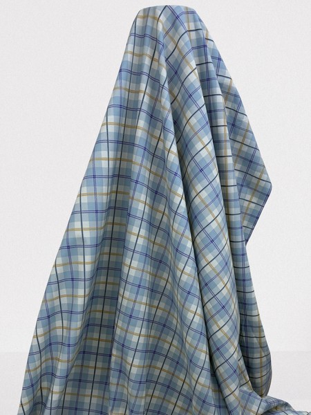 Pale Blue Tarten Check Polished Cotton