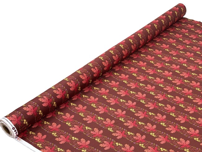 Burgundy Floral Tartan Printed Cotton