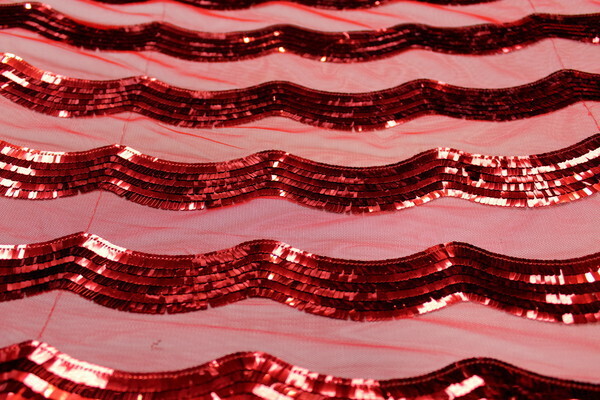 Gorgeous Wave Sequined Netting - Red on Red