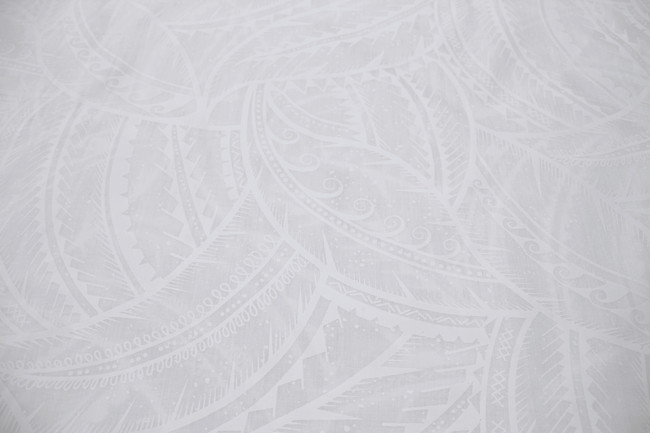 Leaves - White on White Pasifika Polycotton