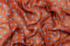 Deep Rust with Grey Spots Printed Chiffon