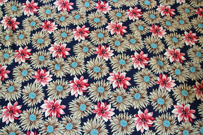 Pretty Dahlia Print on Navy Rayon