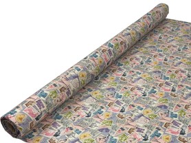 Vintage Stamps Printed Cotton