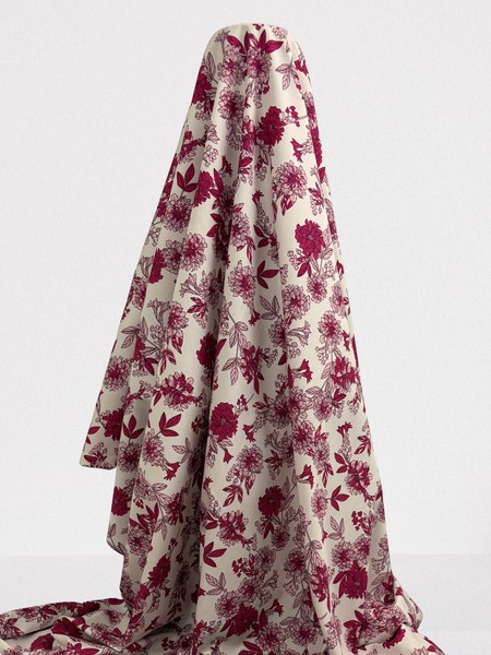 Cerise & Pink Floral Printed Cotton