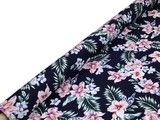 * SPECIAL * Hibiscus Flowers on Navy Crinkle Rayon