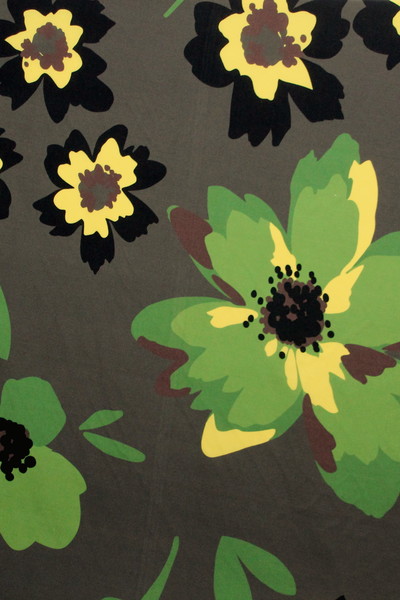 Big Green Floral on Charcoal Digital Printed Viscose/Rayon Blend