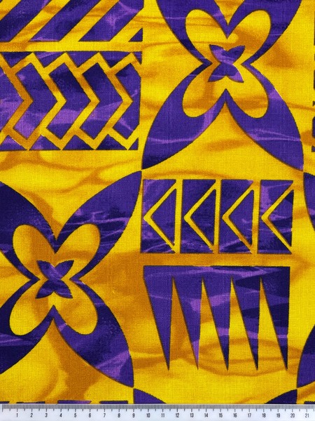 Purple & Yellow Tile Pacific Island Cotton Dobby