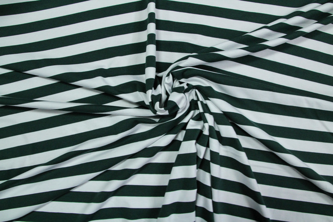  Bottle Green & White Striped Cotton Lycra