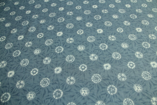 White "Sun-Print" on Dusky Blue Premium Cotton