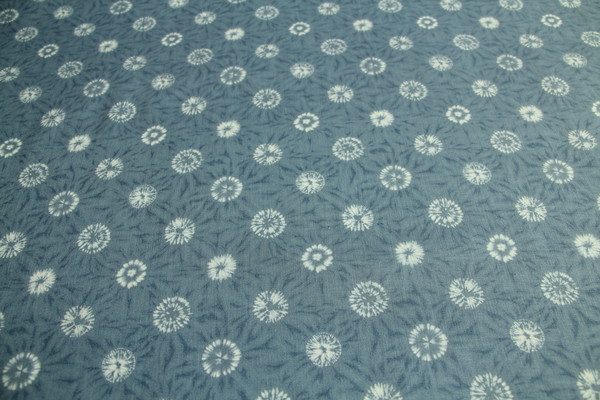 White "Sun-Print" on Dusky Blue Premium Cotton