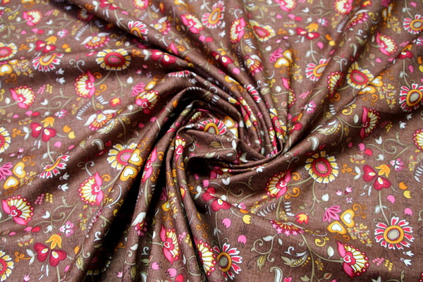 Soft Autumn Tones Classic Flowers Printed Cotton