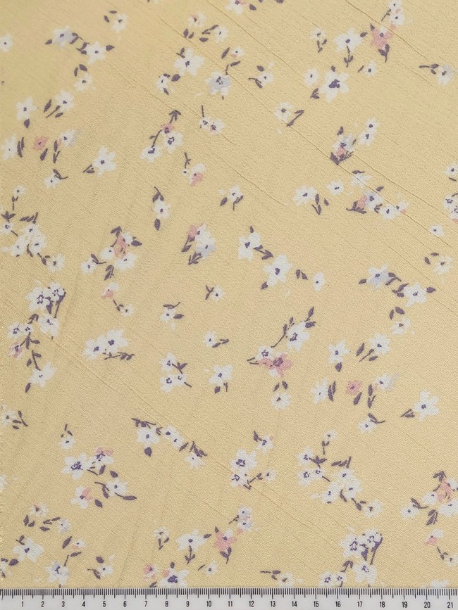 * SPECIAL * Mini Flowers on Buttermilk Crinkle Rayon