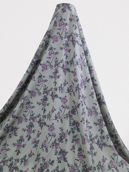 * SPECIAL * Country Flowers on Soft Sage Crinkle Rayon