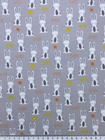 Bunnies on Silver Printed Cotton