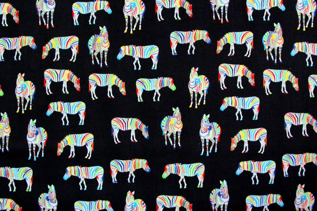 Rainbow Zebras Premium Printed Cotton