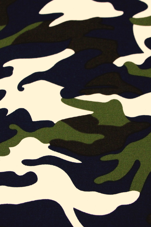 Blue, Green & Brown Camo Cotton Drill