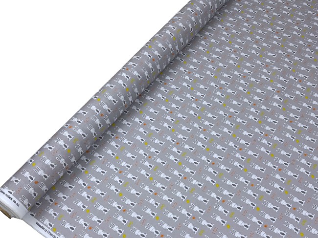 Bunnies on Silver Printed Cotton