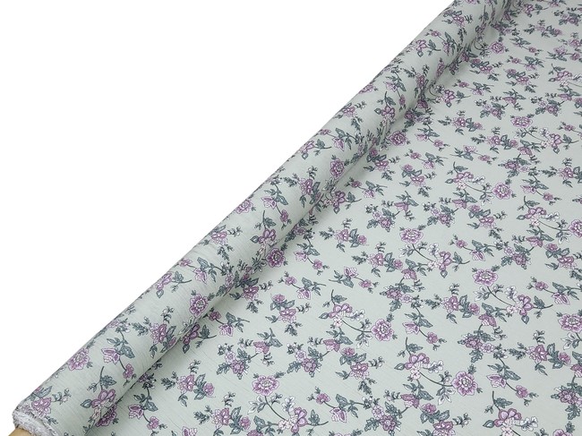 * SPECIAL * Country Flowers on Soft Sage Crinkle Rayon