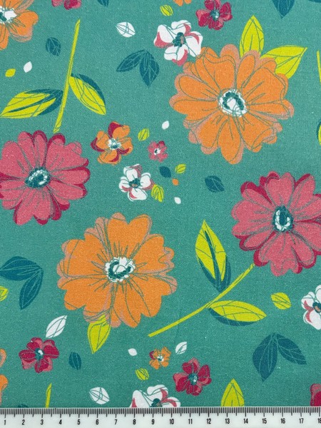 Sketchbook Zinnias Printed Cotton