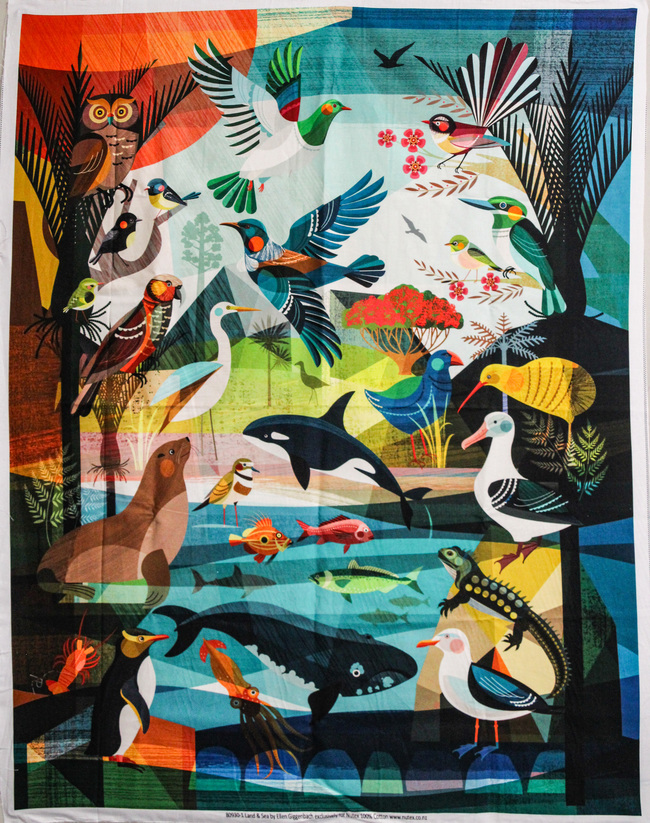 Land & Sea: Panel Kiwiana Cotton