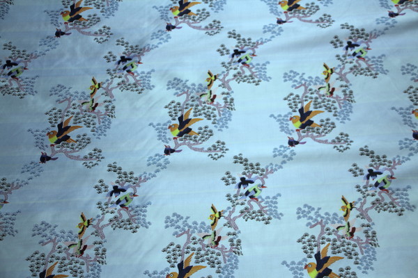 Pretty Birds on Pale Blue Heavy Brocade