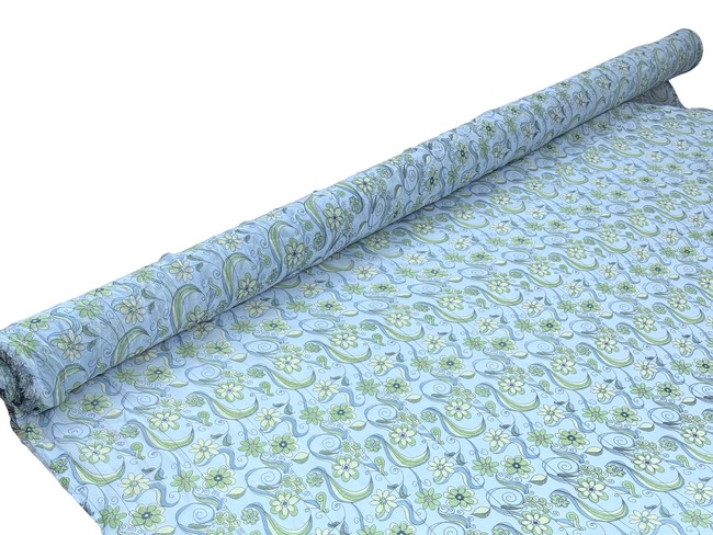 Daisies on Blue Printed Chiffon