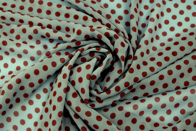 Wedgewood Blue with Brick Spots Printed Chiffon