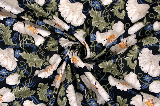 Pretty Floral on Black Printed Voile