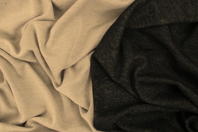 Beige Grey Marle Double Jersey Interlock Knit