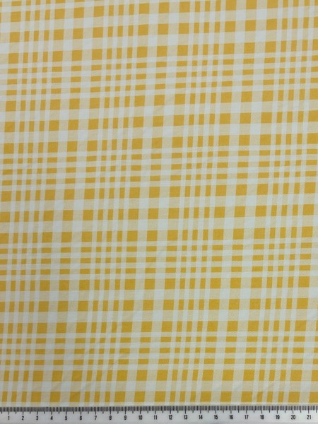 Yellow & White Check Polished Cotton