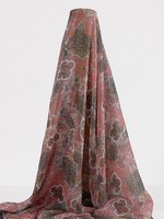 Floral & Fleur de Lis Shimmering Pink Printed Chiffon