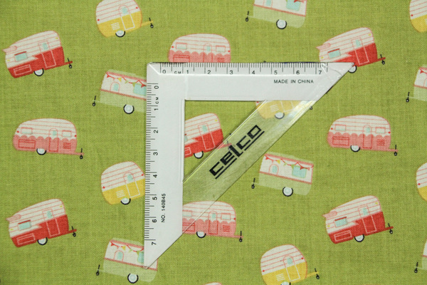 Vintage Caravans on Olive Printed Cotton