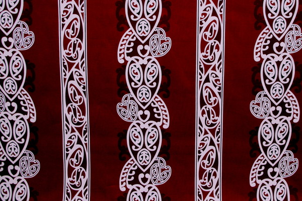 White & Black on Burgandy Traditional Designs of Aotearoa