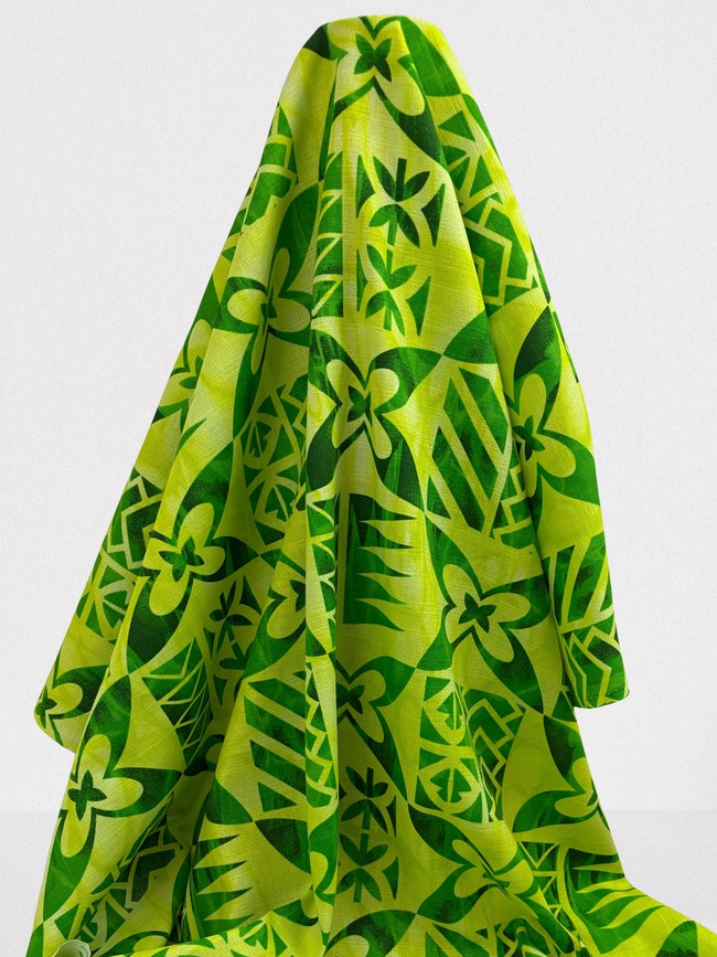 Green & Lime Tile Pacific Island Cotton Dobby