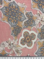 Floral & Fleur de Lis Shimmering Pink Printed Chiffon