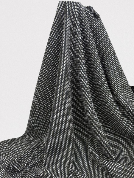 Khaki & Cream on Black "Dot Textured" Wool Blend