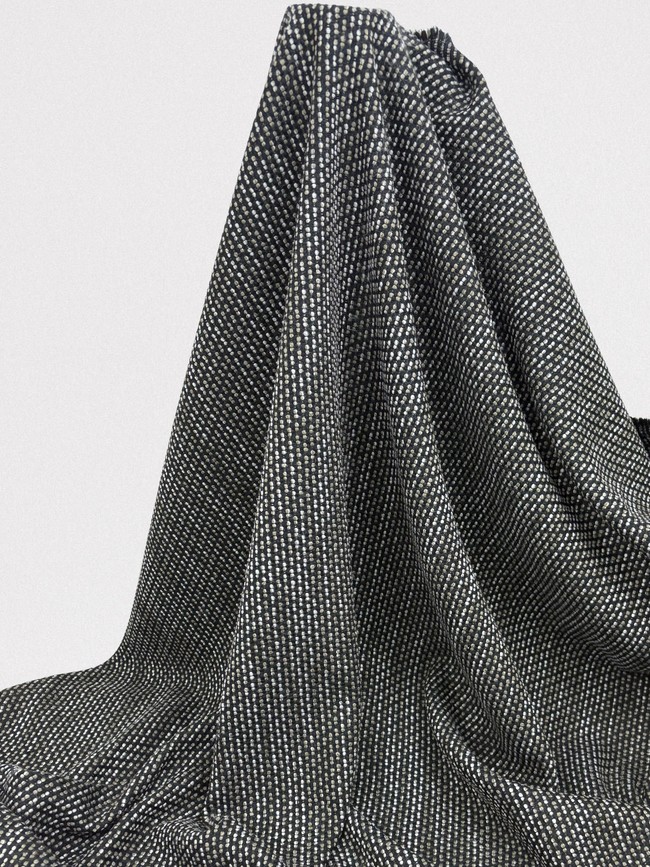 Khaki & Cream on Black "Dot Textured" Wool Blend