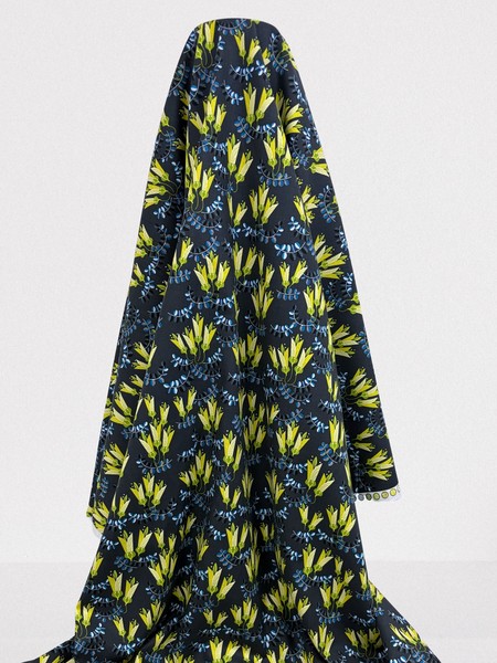 Kowhai on Charcoal Printed Cotton