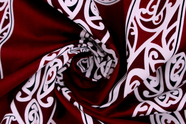 White & Black on Burgandy Traditional Designs of Aotearoa