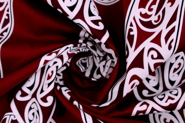 White & Black on Burgandy Traditional Designs of Aotearoa