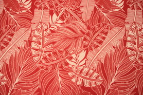 Tomato Red & White Pacific Island Printed Chiffon