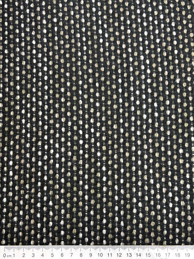 Khaki & Cream on Black "Dot Textured" Wool Blend