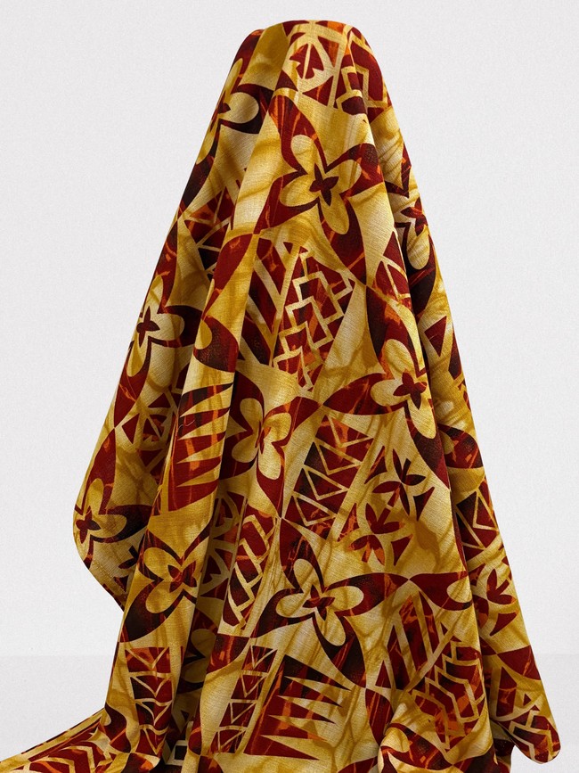 Brown & Rust Tile Pacific Island Cotton Dobby